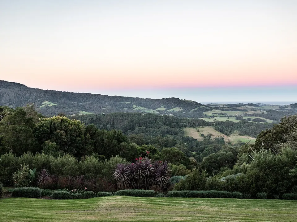 Sunset panorama across the Berry valley from Mt Hay Retreat