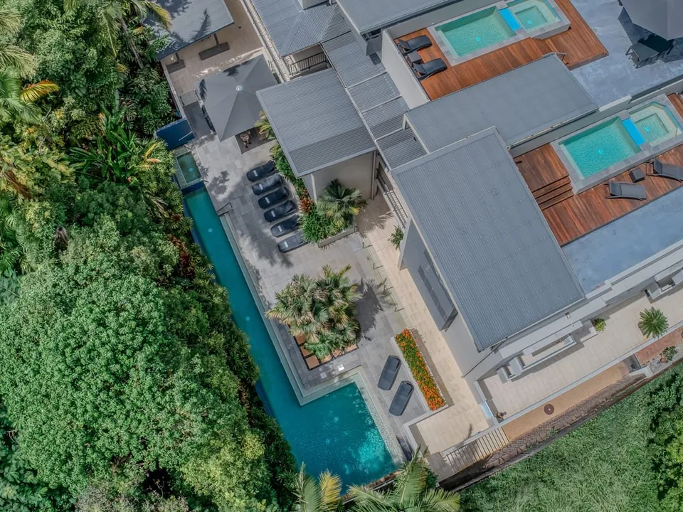 Aerial view of Coconut Grove and its tropical surrounds