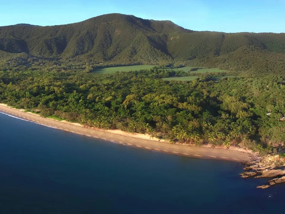 Aerial view of Thala Beach Nature Reserve on its private headland