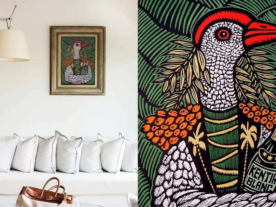 Suite living area with commissioned Lord Howe artwork