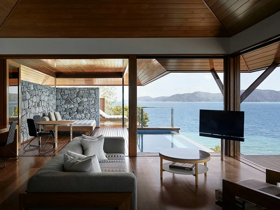 Windward Pavilion living area with plunge pool