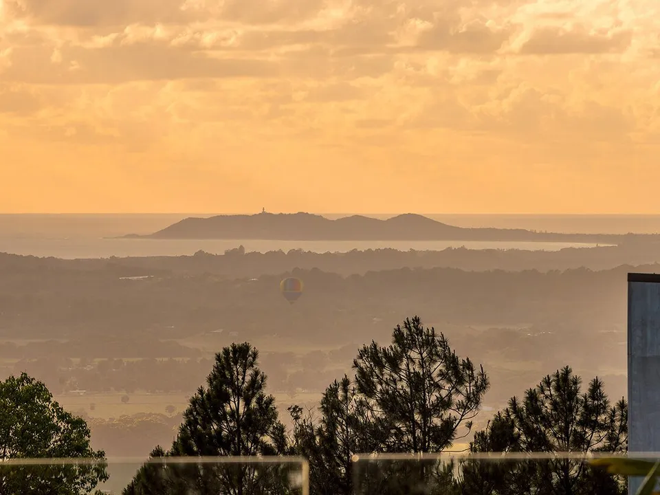 Sunrise panorama over the Byron hinterland to the coast